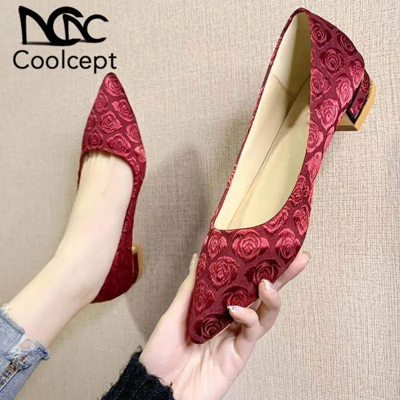 Coolcept/Женская обувь на плоской подошве; Праздничная обувь в национальном стиле с вышивкой розы; Женская Повседневная Удобная обувь с острым носком; размеры 34-41