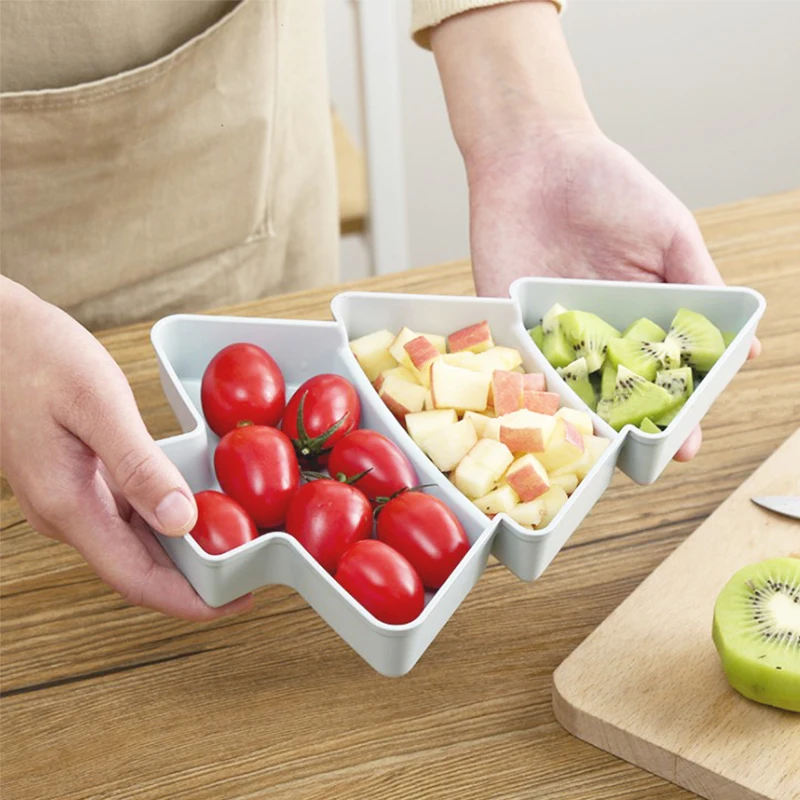 1pcs Creative Christmas Tree Dishes Snack Dessert Plastic Plates Candy Fruits Dish Bowl Breakfast Serving Tray Kitchen Utensils