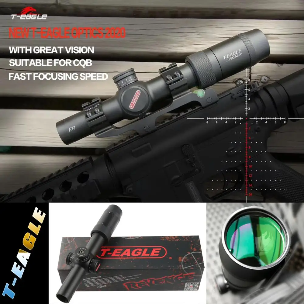 Тигл ER1-6X24IR Тактический RiflesScope Стекло травления ReticleI световая прицел супер