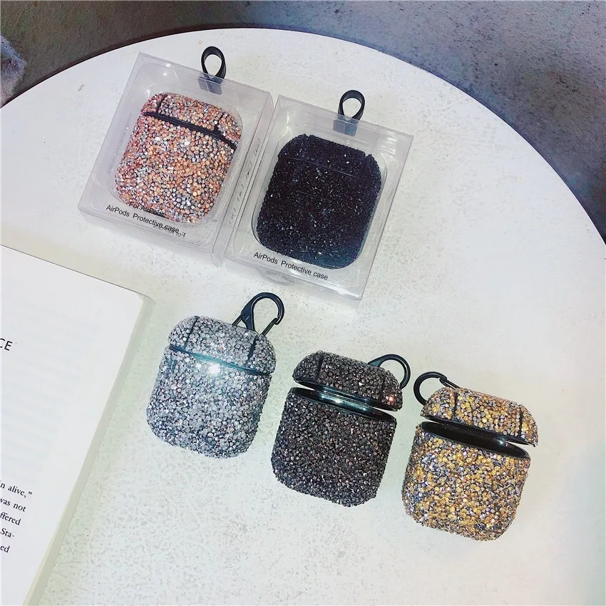 

Bling Diamonds Hard Shell for Apple Airpods Case Protective Cover Wireless Bluetooth Earphone Case Charging Box Bag Keychain