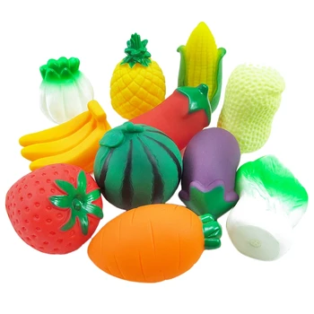 

11PCS Bathroom Toys Fruits and Vegetables Model Water Toys Vinyl Pinch Baby Bath Toys