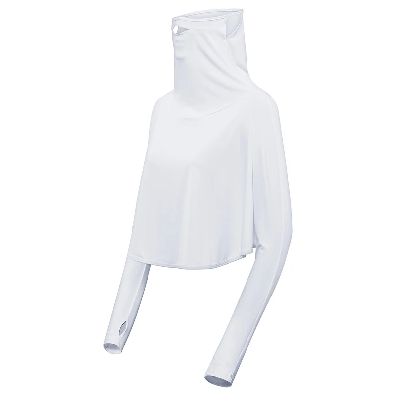 Женская ледяная шелковая охлаждающая рубашка для гольфа, летняя Солнцезащитная футболка с рукавом «летучая мышь», топы с маской D0812 - Цвет: Белый