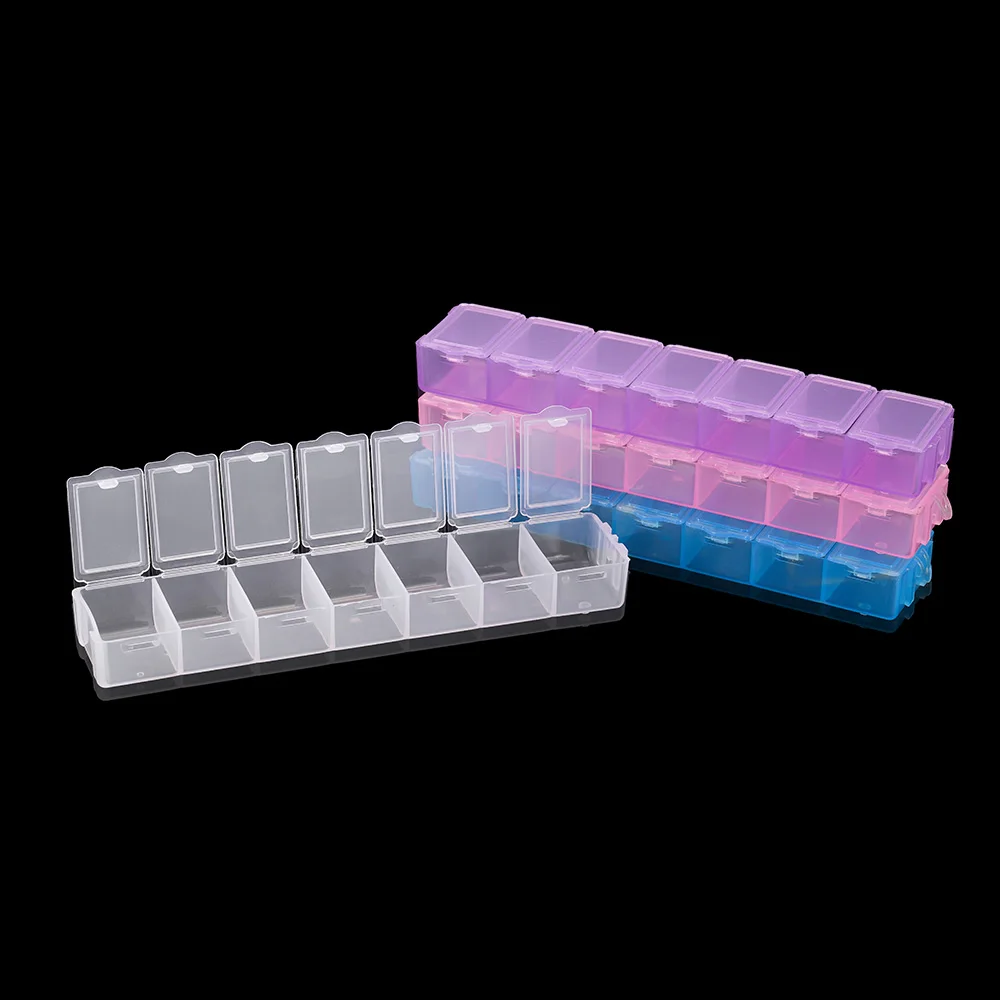 

7 Slots 12*8.4*2.5CM Holder Case Craft Plastic Jewelry Box Organizer Storage Case For Jewelry Container Joyero Organizador
