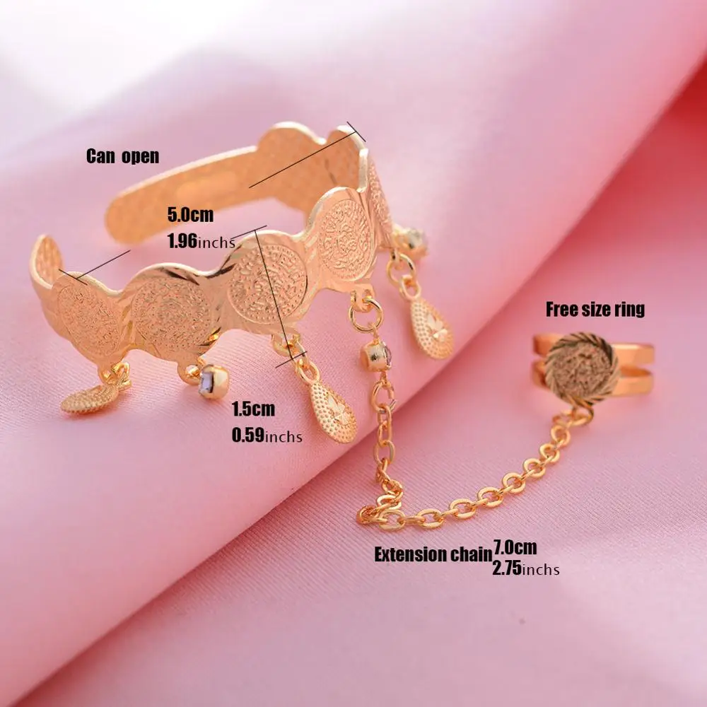 Wando медные, золотистого цвета браслеты с монетами для маленьких девочек Дубай Израиль ювелирные изделия золотой браслет кольцо для мальчиков детские арабские подарки на день рождения - Окраска металла: 5