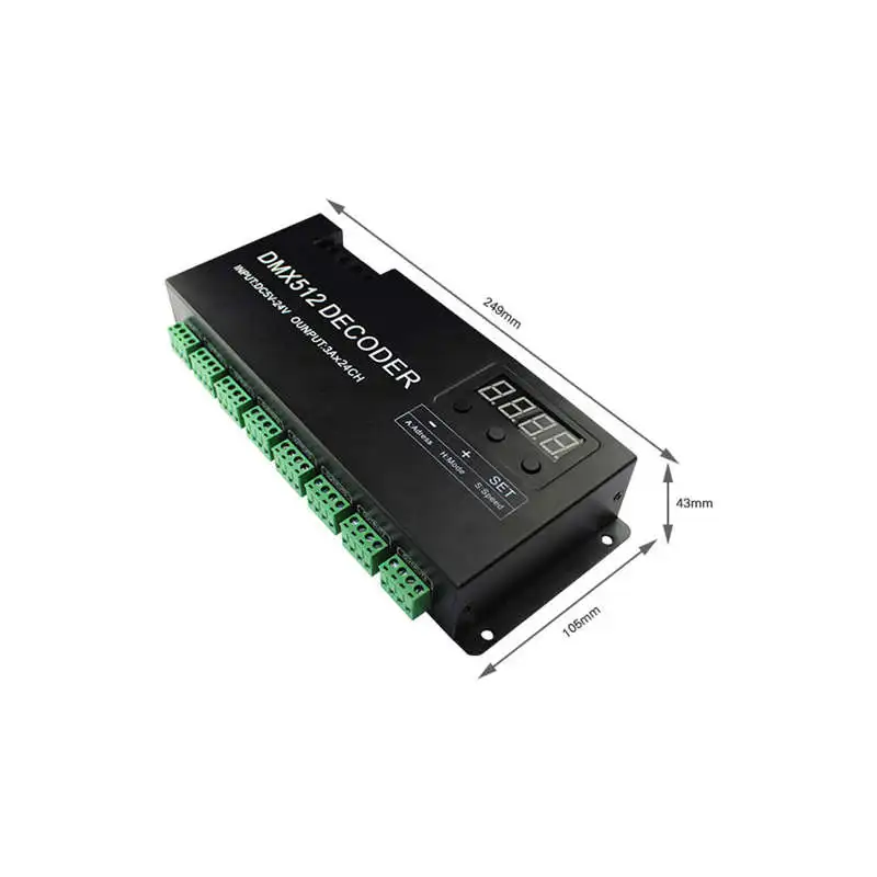 24 канальный Dmx декодер Dmx512 декодер постоянного напряжения 24 Ch Cv ШИМ 3A X 24 канала