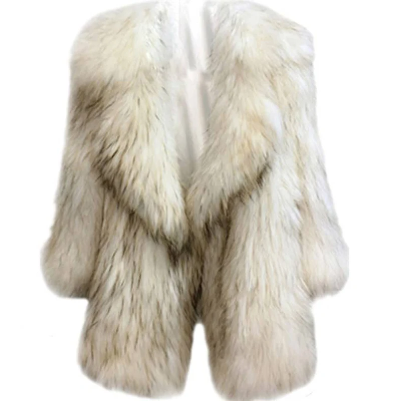 Faux Fur Coat Autumn Winter Women Fashion Casual Warm Slim Faux Raccoon Dog Fur Coat Winter Jacket Women casaco feminino