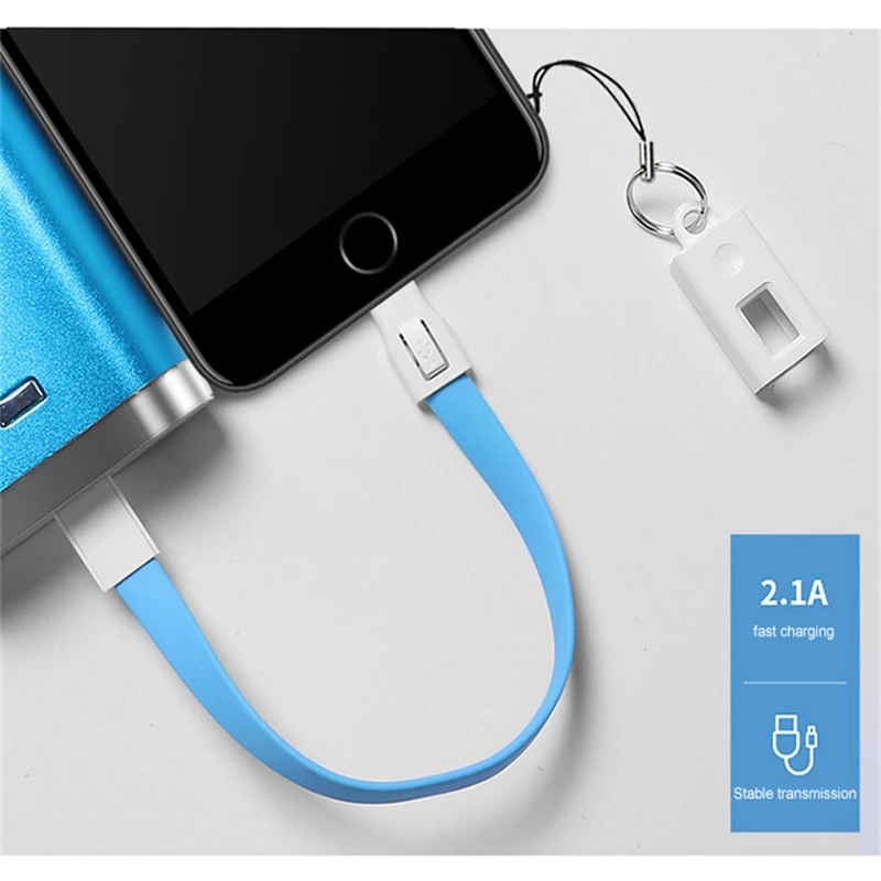 Портативный USB кабель Кнопка ключа 20 см 2A Micro USB/type-c кабель для зарядки телефона передачи данных практичный Автомобильный USB кабель