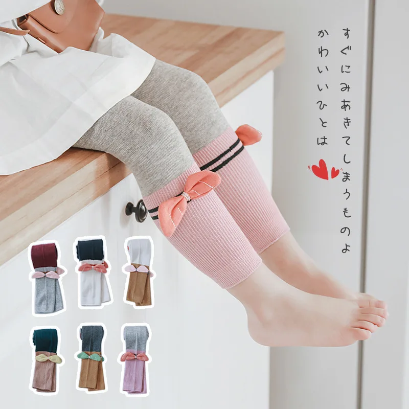 

Seven And Hemp 20 Spring New Style Panty-hose for Kids Bow Accessories Cotton Mixed Colors Baby Cropped Leggings