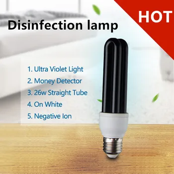 

NEW 26/40/60W E27 Ultraviolet UV Tube Lamp LED Light Bulb efficient BlackLight Disinfection Ozone Sterilization Mites Germicidal