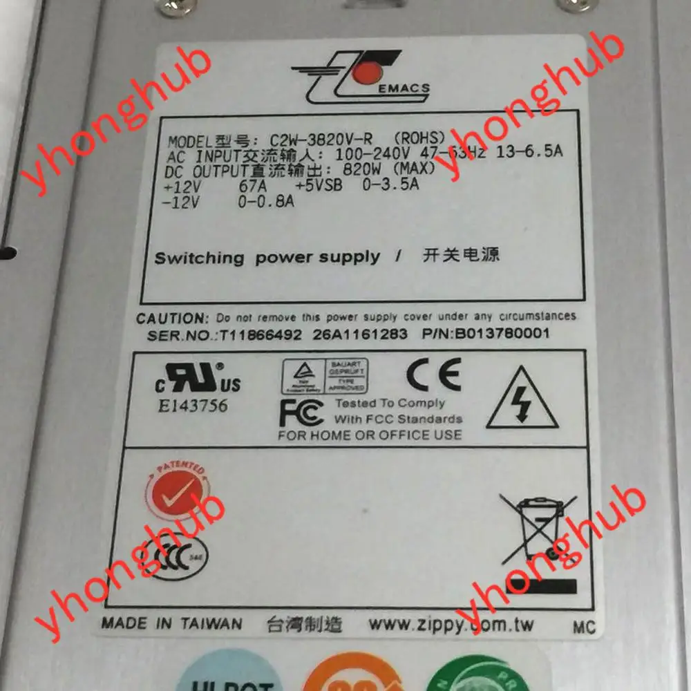 Emacro EMACS C2W-5820V C2W-3820V-R 2U Сервер питания 820 Вт двойной мощности и корпус