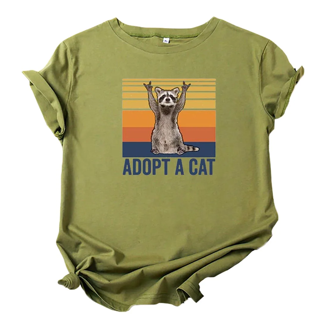 Mikialong Adopt A Cat T Shirt Women Cartoon Raccoon Graphic Tee Cotton Short Sleeve Femme T-shirts Casual Camisetas Mujer | Женская