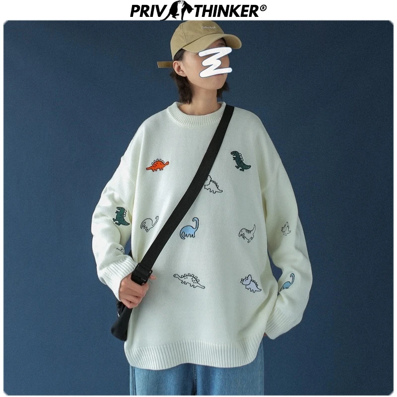 Privathinker 2020 Woman Autumn O-Neck Sweater Female Carton Pullovers Tops Winter Lady Knitted Fashion Embroidery Sweaters New | Женская
