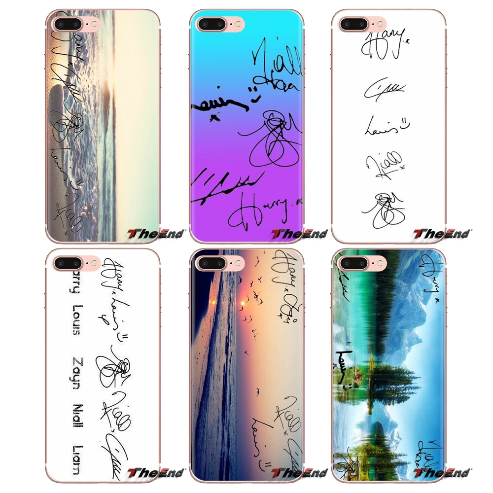 One Direction 1D Signatures For iPhone XS Max XR X 4 4S 5 5S 5C SE 6 6S 7 8 Plus Samsung Galaxy J1 J3 J5 J7 A3 A5 TPU Case Cover |