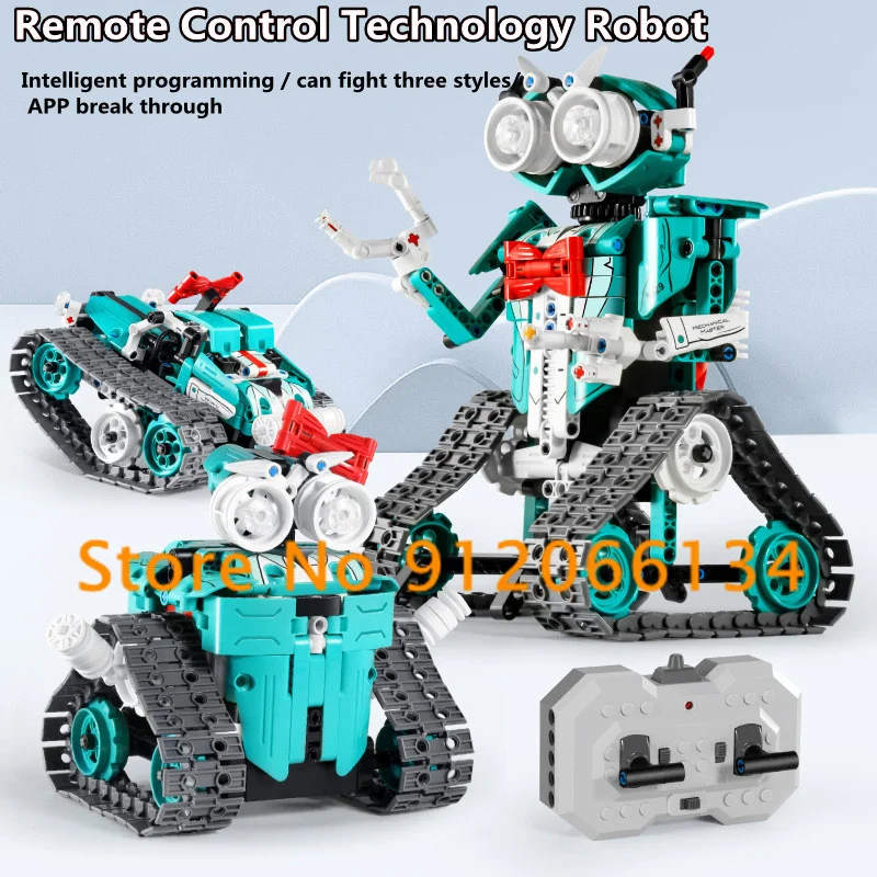 Smart Programming RC Robot 360°Rotation 408PCS DIY Assembly Blocks 3 Styles Gravity Sensor Dual Remote Control RC Tank Toys Gift 2