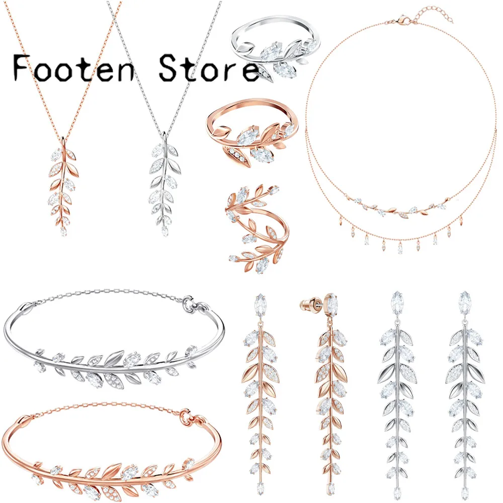 SWA Fashion Women's Jewelry Charming MAYFLY Series Set Leaf Crystal Earrings Necklaces Bracelets Romantic Gift | Украшения и