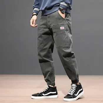 

Fashion Streetwear Men Jeans Loose Fit Spliced Designer Denim Cargo Pants Harem Trousers Slack Bottom Hip Hop Jeans Men Joggers