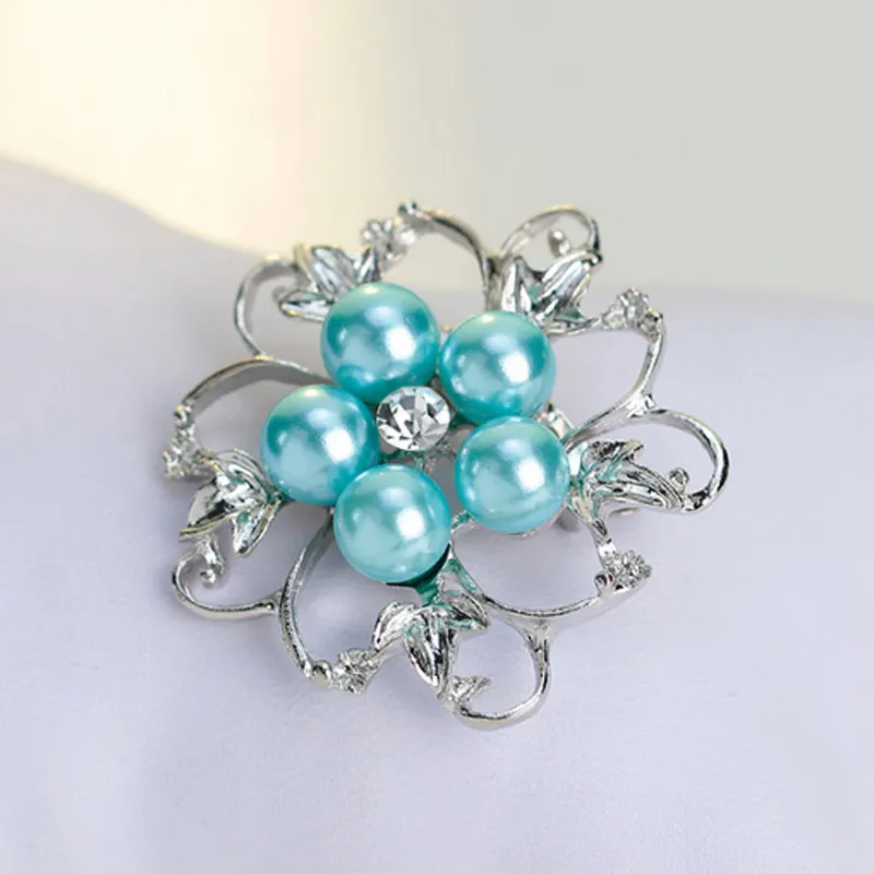 Women Simulated Pearl Rhinestone Brooch Pin Clip Crystal Hollow Flower Brooches Jewelry FEA889 | Украшения и аксессуары