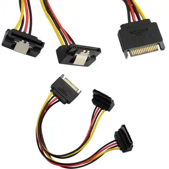 

Serial ATA SATA 15 Pin Male to 2 Splitter Female 90 Degree Power Adapter Cable 0.2m