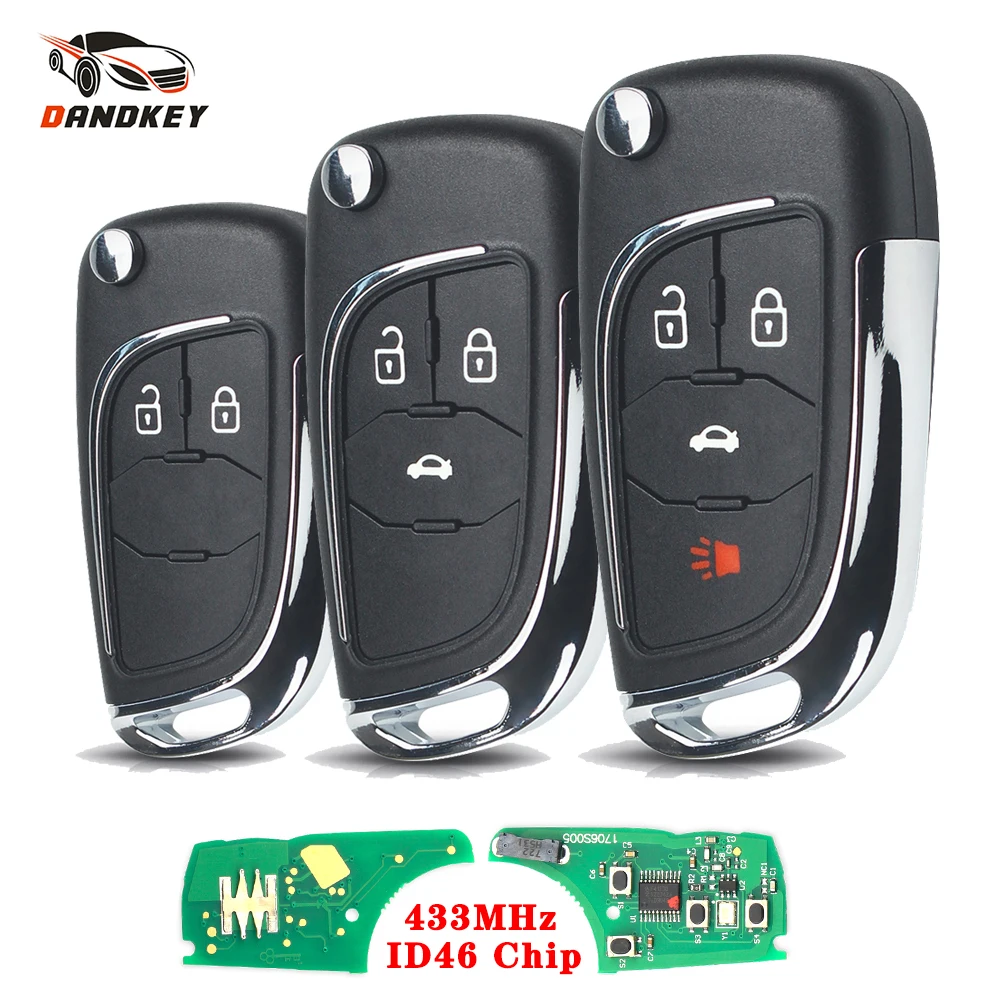 Dandkey Modified Flip Key 2/3/4 Buttons 433Mhz ID46 PCF7941 Chip For Chevrolet Cruze Epica Lova Camaro Impala Remote Control Key