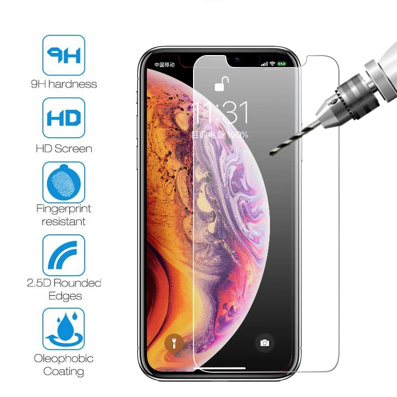 

Akcoo Tempered Glass for iPhone XR XS Max Screen Protector with Oleophobic Coating for iPhone 4 5s 6 7 8 Plus 11 Pro Max glass