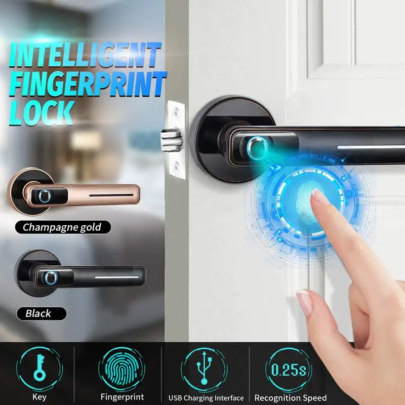 

Intelligent Semiconductor Spherical Fingerprint Lock Electronic Biometric Smart Door Lock Digital Lock for Home Office Apartment