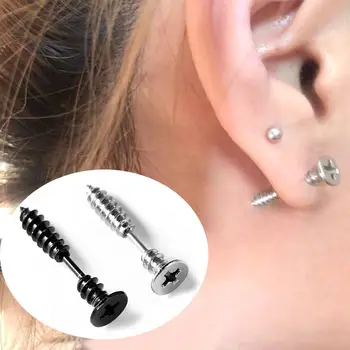 

1Pair Punk Stainless Nail Screw Stud Earring for Women & Men Anti Allergic Steel Body Piercing Earrings Funny Jewelry wholesale