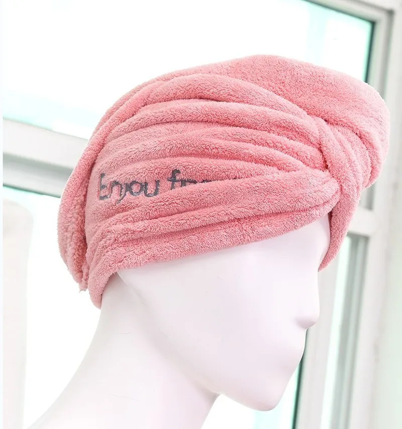 Girl's Hair Drying Hat Quick dry Hair Towel Cap Hat Bath Hat Soft Plush Microfiber Solid Towel