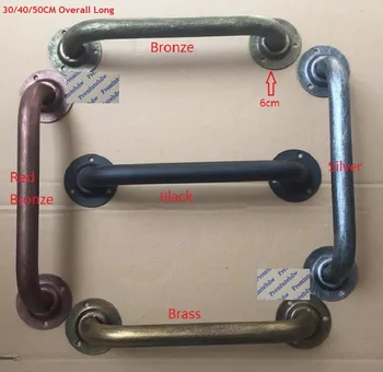 

Retro Rural Antique Water Iron Pipe Bent Pull Water Wooden Barn Door Wall Grab Towel Bar Bronze Matte Black Silver Copper