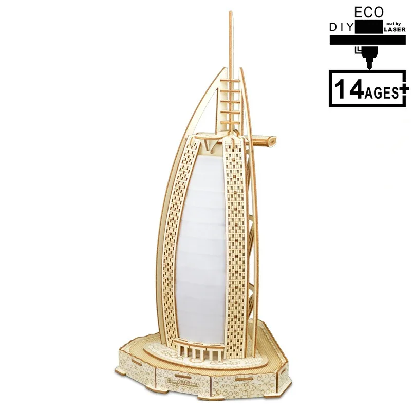 Набор для сборки деревянного ремесла Развивающие головоломки игры DIY BurjAl-Arab 3d деревянные пазлы для детей и взрослых Рождественские подарки на день рождения