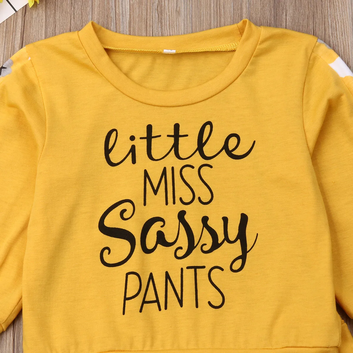 Little Miss/детский пуловер с длинными рукавами для маленьких девочек Футболка с буквенным принтом топы, длинные штаны, брюки, комплект осенней одежды из 2 предметов