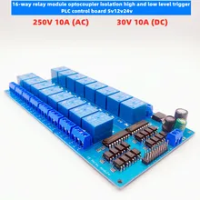 1-16 250v10a ac alto e baixo nível do plc do disparador da placa de controle 1 módulo 5/12/24v do relé do canal dos pces 16