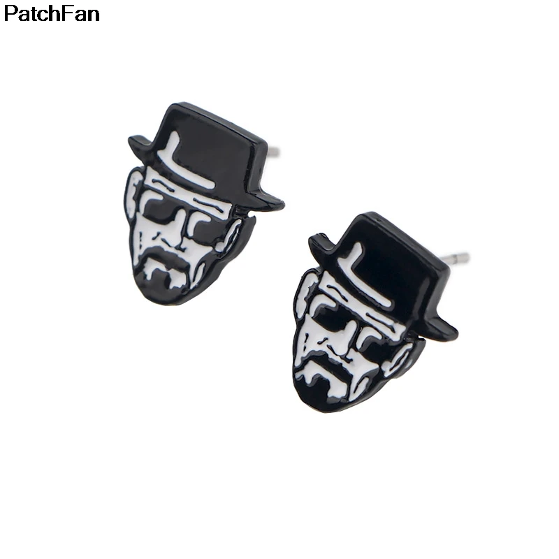 12 пар/лот, серьги Patchfan Breaking Bad, эмаль, Цинковый Шарм, креативные, вечерние, для женщин, сувенир, подарок, ювелирное изделие для фанатов A2393