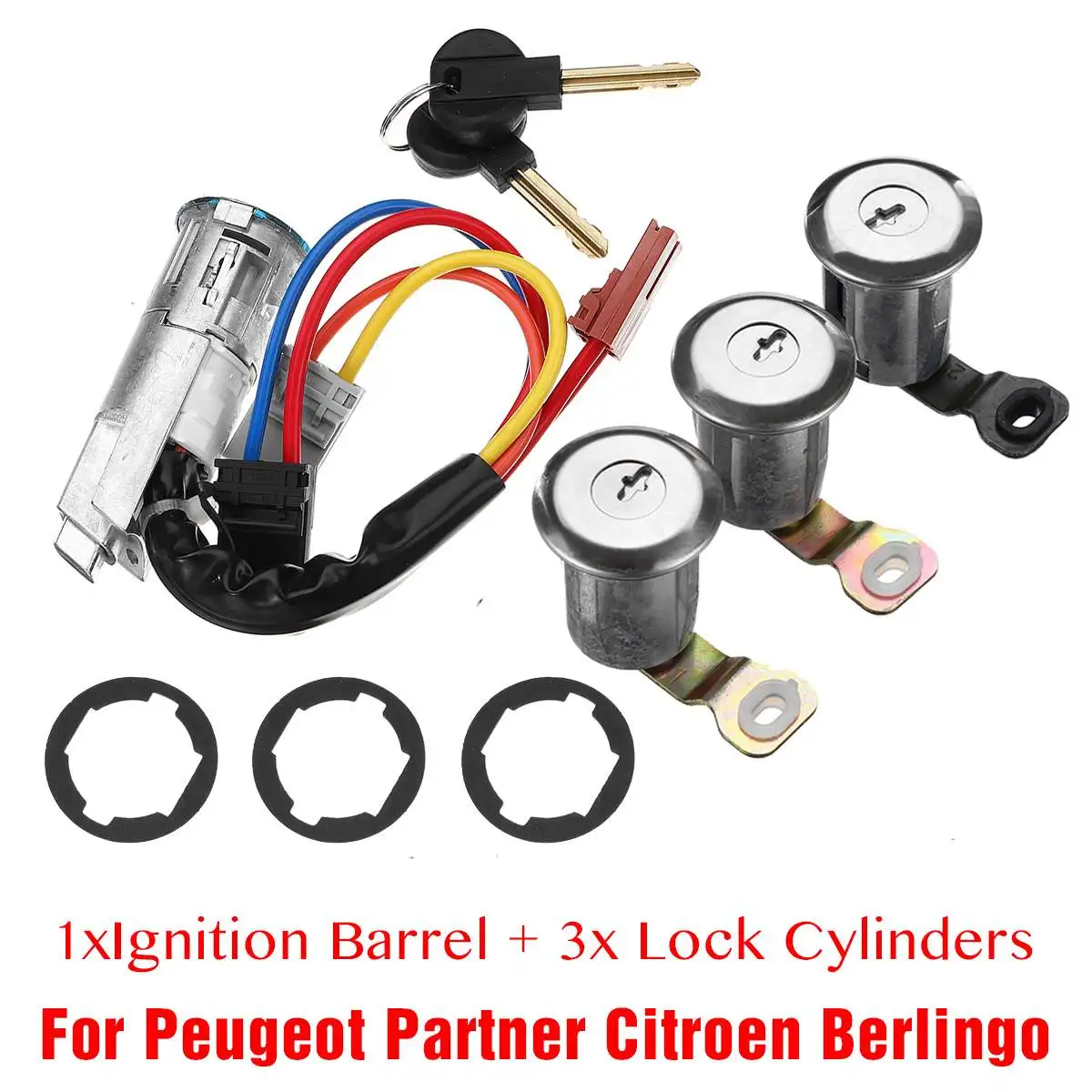 Conjunto de Fechaduras Traseiras e Dianteiras Barril de Ignição Fechaduras + 1 g3 para Peugeot Partner Citroen Berlingo 1996-2008 1 3 96244156 252522 9170. 4 Travas e ferragens