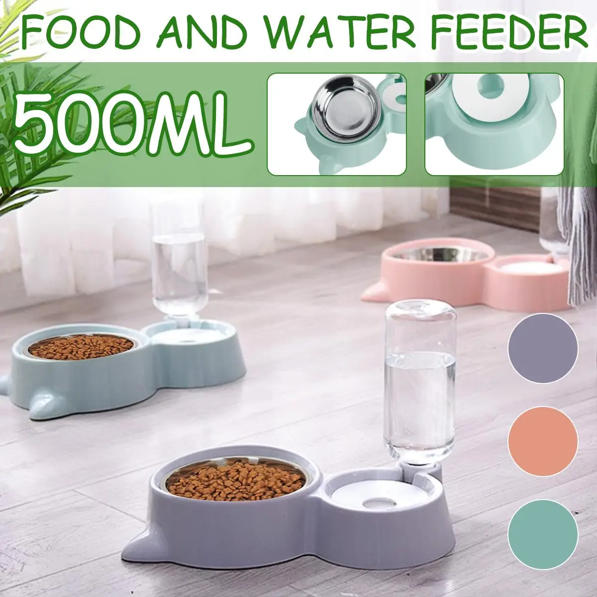 

Automatic Pet Food Feeder Drinking Water Fountains For Cats Dogs 500ML Large Capacity Pet Water Drinker Cats Dogs Feeding Bowls
