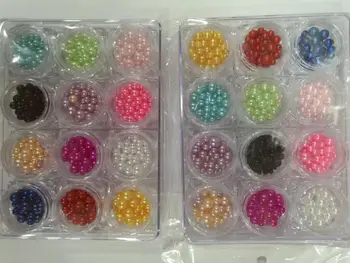 

CHHCP01-12 3D Beads 12 Colors Round Flat Gems Rhinestone Nail Art Decoration Nail Art Round Pearls Pink Rainbow 4mm 5mm 6mm