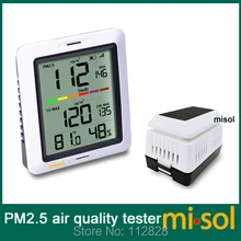 Misol/1 unidade de pm2.5 qualidade do ar testador monitor sem fio, com temperatura interior e umidade, solar powered
