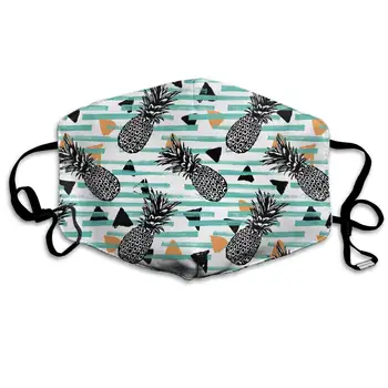 

Pineapple Tropical Pattern Washable Reusable Mask, Cotton Anti Dust Half Face Mouth Mask For Kids Teens Men Women With