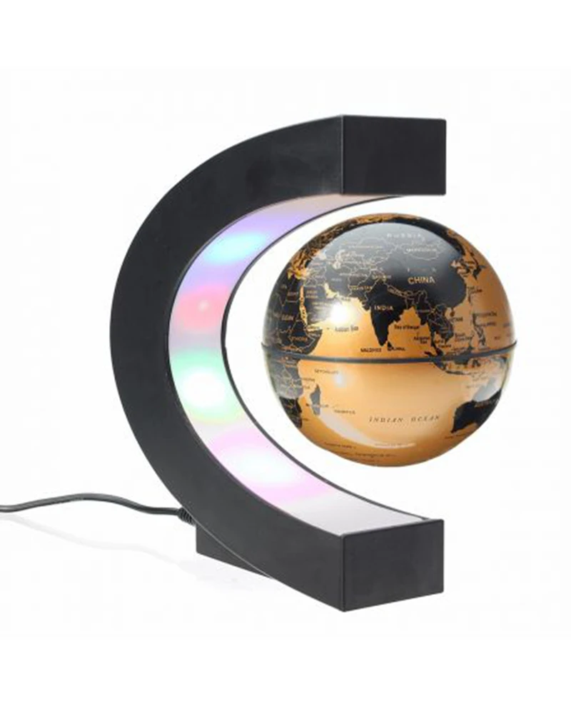 C Shape Magnetic Levitation Montessori Geography Globe Floating World Map Tellurion LED Light Terrestre Children Learning Toys (13)