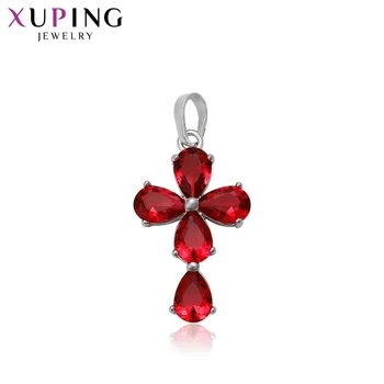 

Xuping Fashion Flower Design Cross Shaped Slide Necklace Pendant for Women Christmas Jewelry Gifts 32296