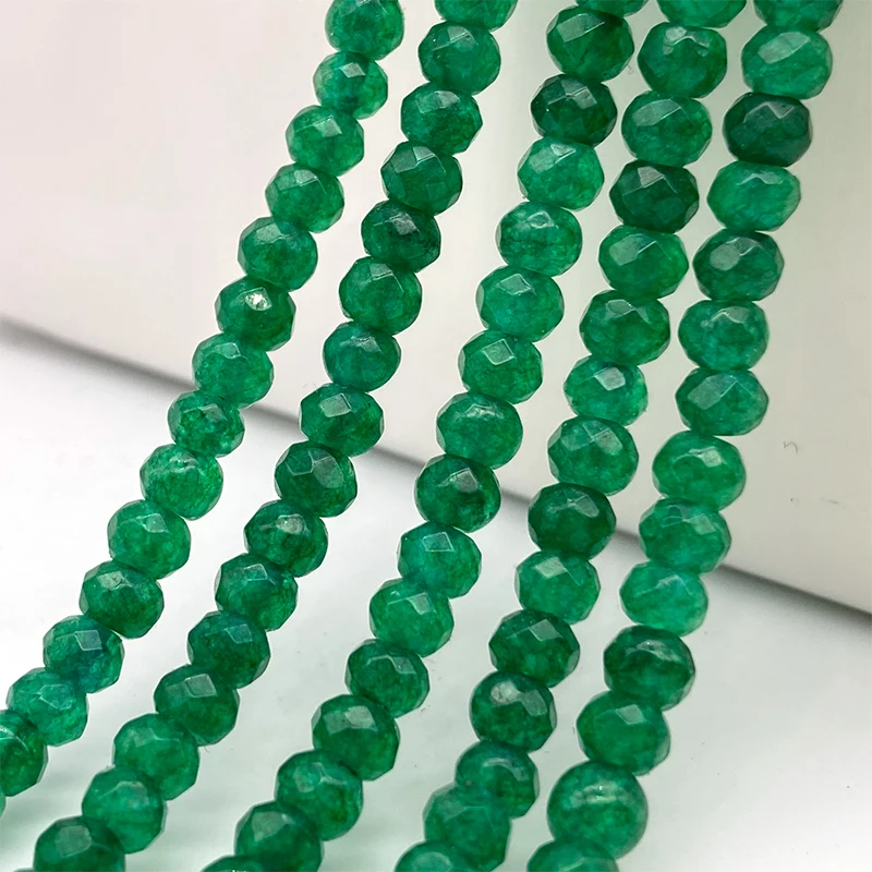 

2-4mm Faceted Flat Green Jades Natural Stone Beads Loose Spacer Beads for Jewelry Making Accessories Necklace Bracelet DIY