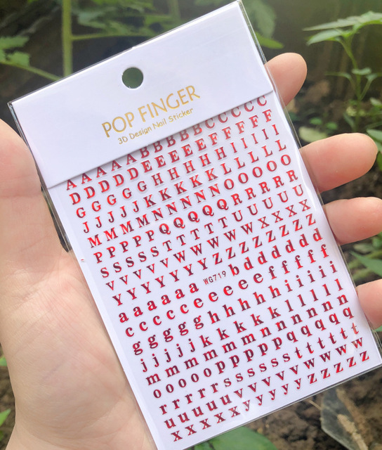 yeni eski İngilizce büyük boyutu 80mm * 103mm numaraları tırnak çıkartmaları Wrap 3D tırnak sanat malzemeleri 6 renkli mektup numarası tırnak Sticker C003(1)