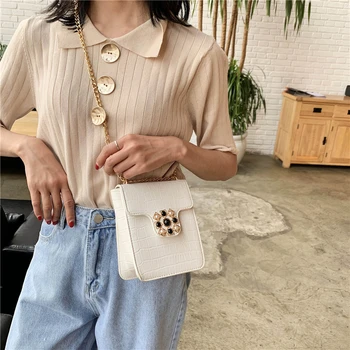 

Fashion crocodile pearl design Mini women's messenger bag mobile phone bag purses and handbags crossbody bags for women