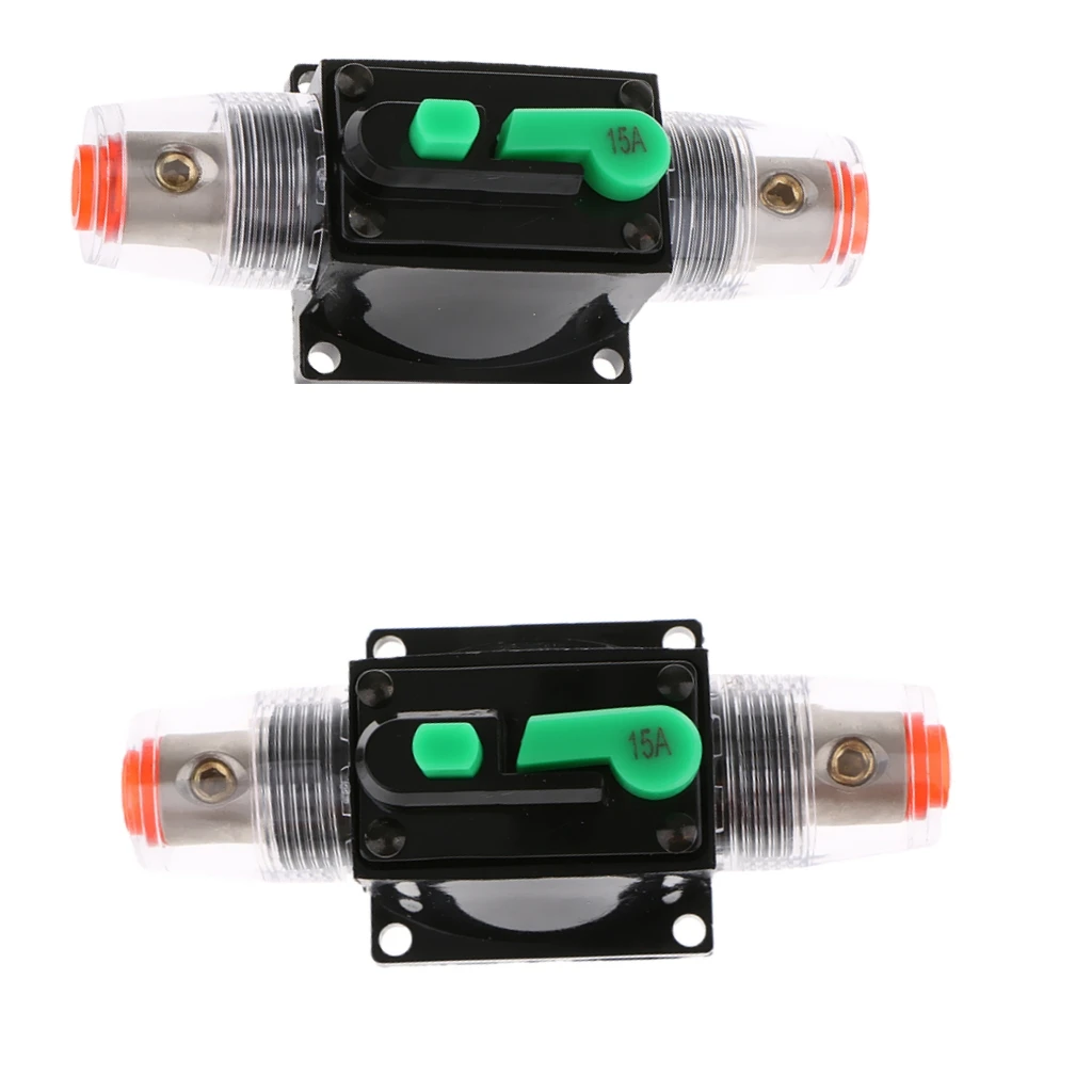 12 V-32 V DC 15 Amp Автомобильный Аудио встроенный сброс автомата защиты держатель предохранителя для переключатель стереосистемы системы защиты(2 шт