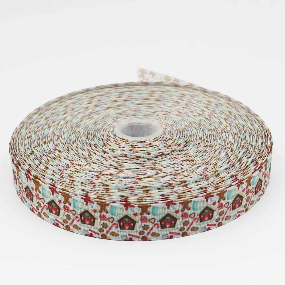 

25-75MM Candy House Grosgrain Ribbon Design Customized ​Logo Printed for Making Hair Bows Earrings Hair Clips 10/25/50Y 21997