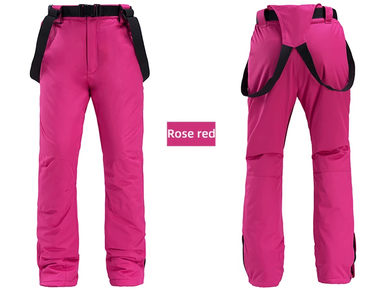 Плотный теплый лыжный костюм для женщин, ветронепроницаемый лыжный комплект для девочек, лыжная куртка для сноубординга, штаны, костюм для женщин, зимняя спортивная одежда - Цвет: Single Rose Pants