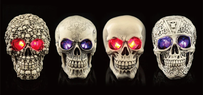 Halloween Human Prop Resin Skull LED Night Lights Decorative Novelty Pranksters Halloween Supplies