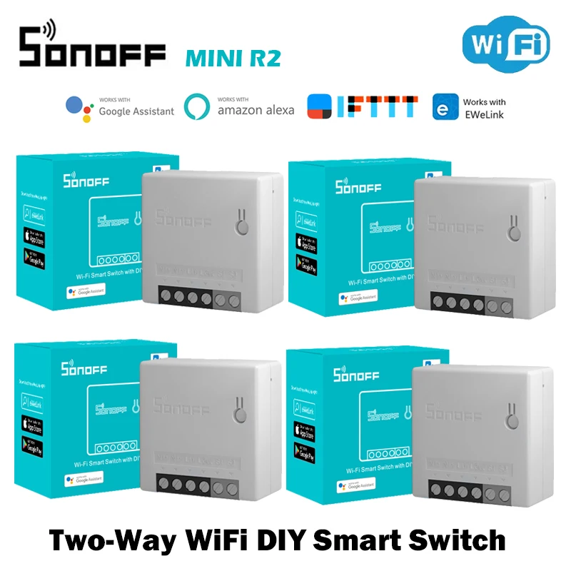 SONOFF Mini R2 10A Smart WiFi Wireless Light Switch, Universal DIY Module  for Smart Home Automation Solution, Works with  Alexa & Google Home