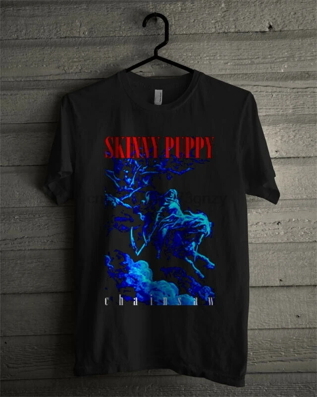 

HOT RARE skinny puppy album chainsaw T shirt Top reprint Short Sleeves Cotton Free Shipping