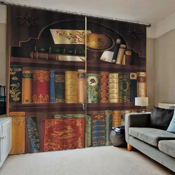 

3D Blackout Curtains For Living room Bedding room Drapes Cotinas brown curtain bookself curtains