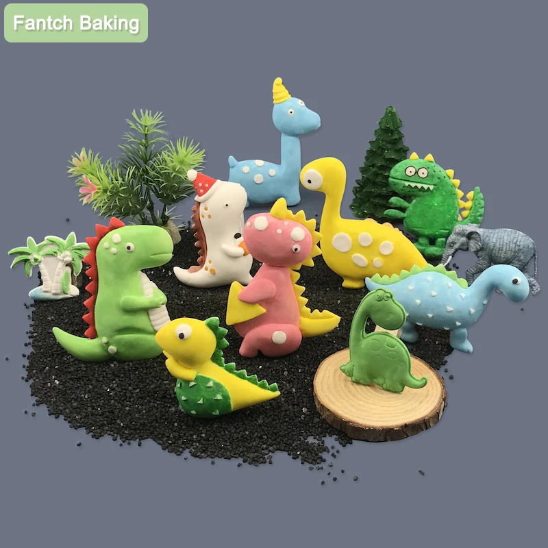 12 square dinosaur chocolate silicone molds DIY candy pudding dessert molds  cake decoration plugins kitchen baking utensils - AliExpress